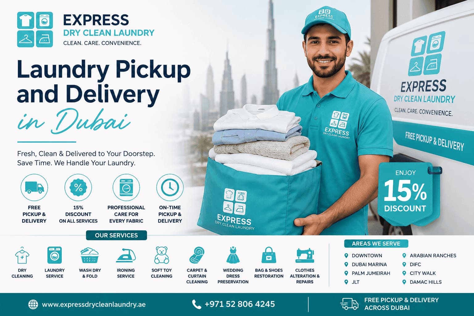 Laundry Pickup and Delivery in Dubai service showing clothes being collected and delivered at home